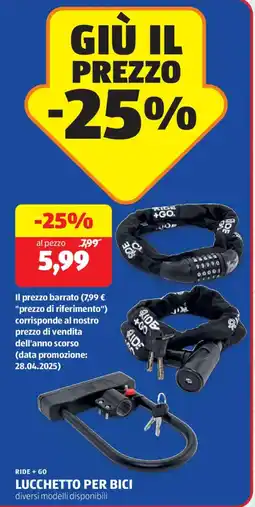 ALDI Ride + go lucchetto per bici offerta
