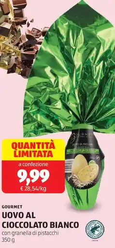 ALDI Gourmet cioccolato bianco con granella di pistacchi offerta