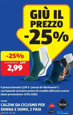 ALDI Crane calzini da ciclismo per donna e uomo, 2 paia offerta
