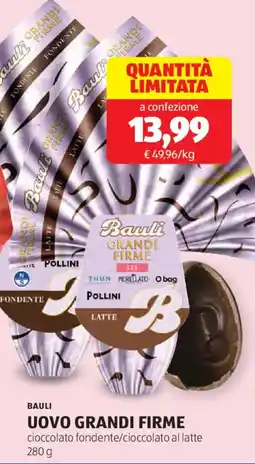 ALDI Bauli uovo grandi firme cioccolato fondente/cioccolato al latte offerta