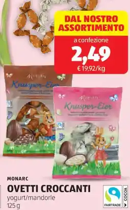 ALDI Monarc ovetti croccanti yogurt/mandorle offerta