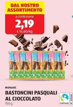 ALDI Monarc bastoncini pasquali al cioccolato offerta