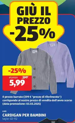 ALDI L&D Cardigan per bambini offerta