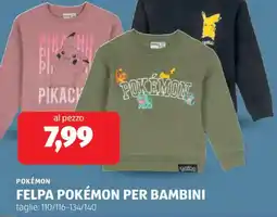 ALDI Pokemon felpa pokémon per bambini offerta
