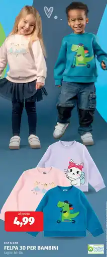ALDI Lily & dan felpa 3D per bambini offerta