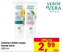 Eurospar Crema o latte corpo Verde Vera offerta