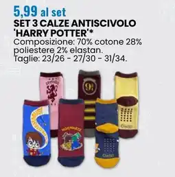Eurospin Set 3 calze antiscivolo 'harry potter' offerta