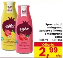 Eurospar Spremuta di melagrana zenzero e limone o melagrana Lome offerta