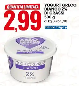 Eurospin Amo essere yogurt greco bianco 2% di grassi offerta