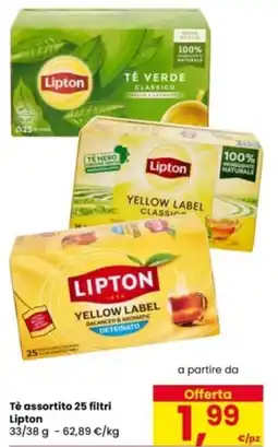 Eurospar Tè assortito 25 filtri Lipton offerta