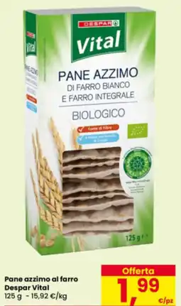 Eurospar Pane azzimo al farro Despar Vital offerta