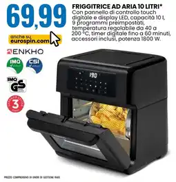 Eurospin Enkho friggitrice ad aria offerta