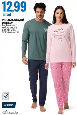 Eurospin Jackberg, glissade pigiama uomo/ donna offerta