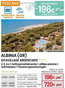 Eurospin Albinia (gr) gitavillage argentario offerta