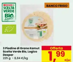 Eurospar 3 Piadine di Grano Kamut Scelta Verde Bio, Logico Despar offerta