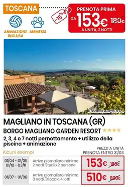 Eurospin Magliano in toscana (gr) borgo magliano garden resort offerta