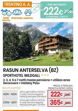 Eurospin Rasun anterselva (bz) sporthotel wildgall offerta