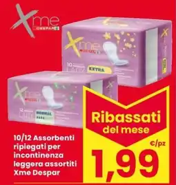 Despar 10/12 Assorbenti ripiegati per incontinenza leggera Xme Despar offerta