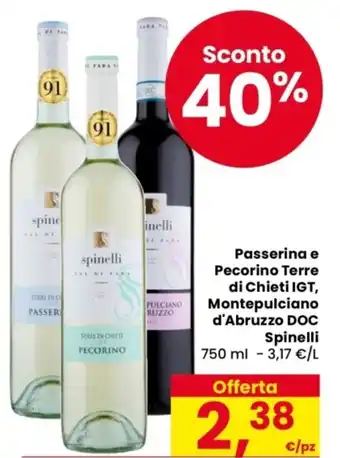 Despar Passerina e Pecorino Terre di Chieti IGT, Montepulciano d'Abruzzo DOC Spinelli offerta