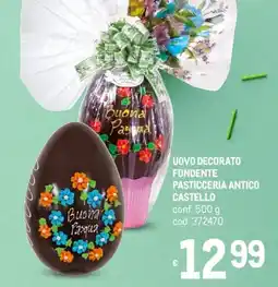 Metro Uovo decorato fondente pasticceria antico castello offerta