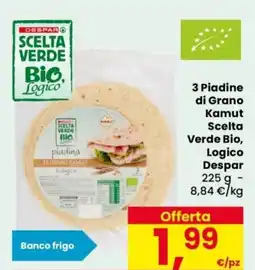 Despar 3 Piadine di Grano Kamut Scelta Verde Bio, Logico Despar offerta