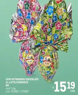 Metro Uovo di finissimo cioccolato al latte/fondente BIS offerta