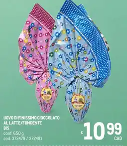 Metro Uovo di finissimo cioccolato al latte/fondente BIS offerta