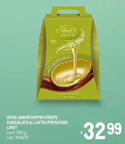Metro Uovo lindor doppio strato cioccolato al latte/pistacchio LINDT offerta