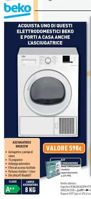 Unieuro Beko Asciugatrice DRX822W offerta