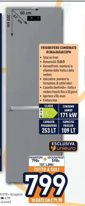 Unieuro Frigorifero Combinato RCNA406E60ZXPN offerta