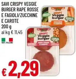 Galassia Savi crispy veggie burger rape rosse e fagioli/zucchine e carote offerta