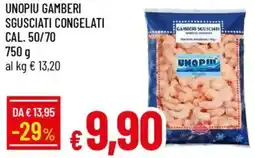 Galassia Unopiu gamberi sgusciati congelati cal. 50/70 offerta