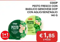 Coop COOP PESTO FRESCO CON BASILICO GENOVESE DOP CON AGLIO/SENZ'AGLIO 140 G offerta
