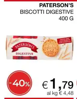 Coop PATERSON'S BISCOTTI DIGESTIVE 400 G offerta