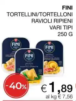 Coop FINI TORTELLINI/TORTELLONI RAVIOLI RIPIENI offerta