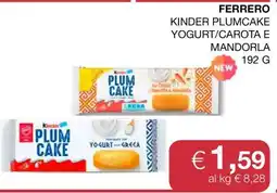 Coop FERRERO KINDER PLUMCAKE YOGURT/CAROTA E MANDORLA offerta