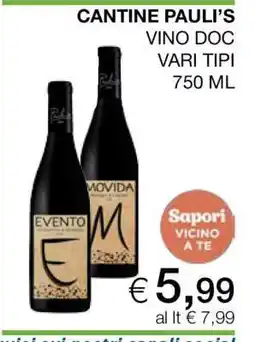Coop CANTINE PAULI'S VINO DOC offerta