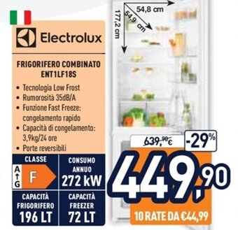 Unieuro Electrolux Frigorifero Combinato ENT1LF18S offerta