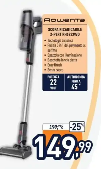 Unieuro Rowenta Scopa Ricaricabile X-pert RH6933W0 offerta