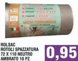 Bitar Rolsac rotoli spazzatura 72 x 110 neutro ambrato offerta
