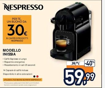 Unieuro Nespresso Modello Inissia offerta