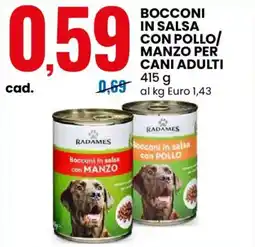 Eurospin Radames bocconi in salsa con pollo/ manzo per cani adulti offerta