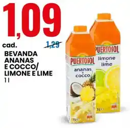 Eurospin Puertosol bevanda ananas e cocco/ limone e lime offerta