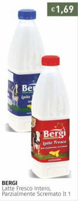 Prezzemolo e Vitale Bergi Latte Fresco Intero,Parzialmente Scremato 1 lt offerta