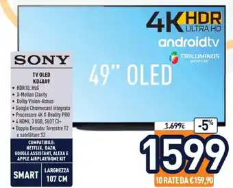 Unieuro Sony TV Oled KD48A9 offerta