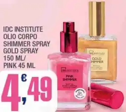 Splendidi e Splendenti Idc institute olio corpo shimmer spray gold spray/ pink offerta