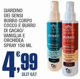 Splendidi e Splendenti Giardino dei sensi burro corpo cocco e burro di cacao/ vaniglia e orchidea spray offerta