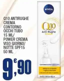 Splendidi e Splendenti Nivea q10 antirughe crema contorno occhi tubo/ power crema viso giorno/ notte spf15 offerta