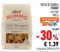 Conad Pasta di semola RUMMO vari tipi offerta