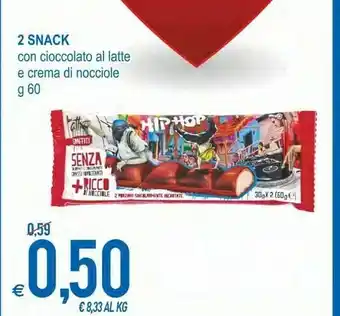 MD Discount 2 snack con cioccolato al latte e crema di nocciole offerta
